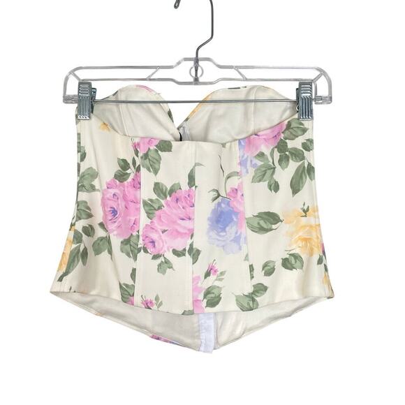 ZARA Floral Print Corset Crop Top Strapless Bustier Feminine Size Small NWT - Picture 5 of 10
